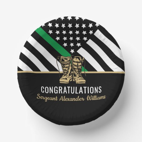 Thin Green Line Flag Army Military Retirement Paper Bowls