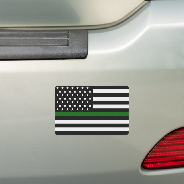Thin Green Line Flag Car Magnet (In Situ)