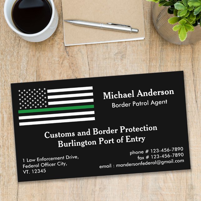 Thin Green Line Flag Custom Military Border Agent Business Card (Creator Uploaded)