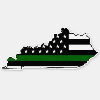 Thin Green Line Flag Kentucky Sticker by ThinBlueLineDesign at Zazzle