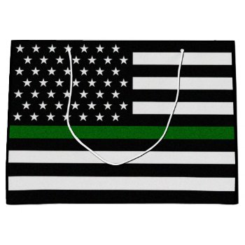 Thin Green Line Flag Large Gift Bag by ThinBlueLineDesign at Zazzle