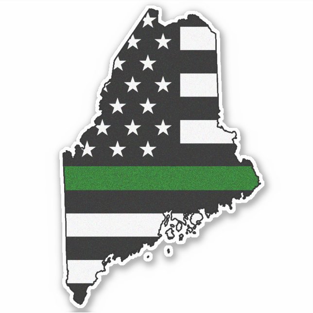 Thin Green Line Flag Maine Sticker (Front)