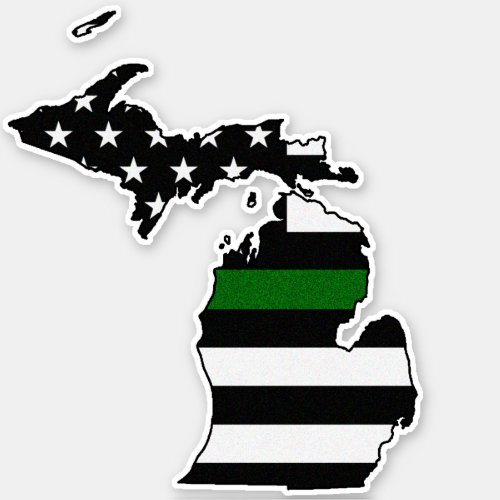 Thin Green Line Flag Michigan Sticker