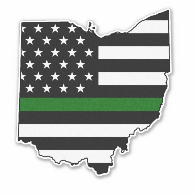 Thin Green Line Flag Ohio Sticker (Front)