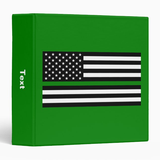 Thin Green Line Flag: Patriotic Military Veterans 3 Ring Binder (Front/Spine)
