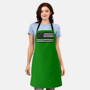 Thin Green Line Flag: Patriotic Military Veterans Apron