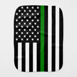 Thin Green Line Flag: Patriotic Military Veterans Baby Burp Cloth