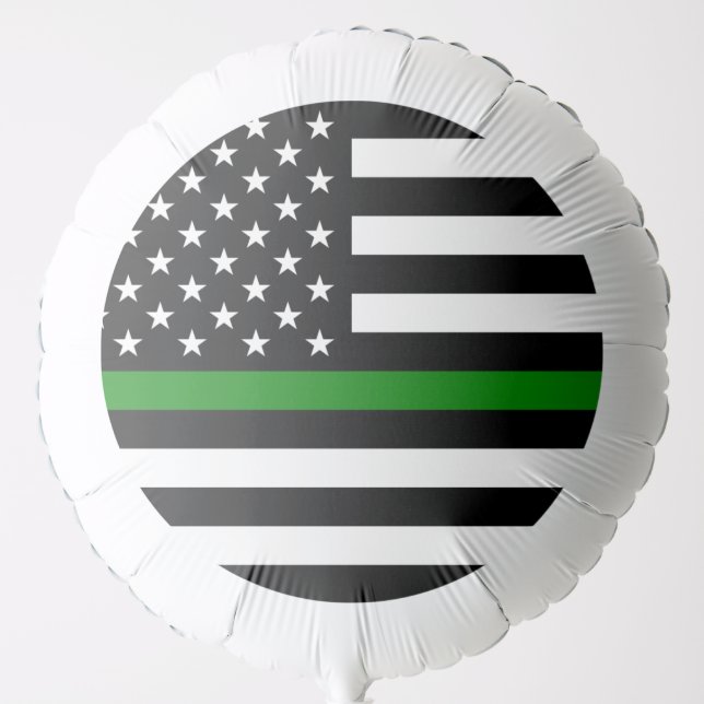 Thin Green Line Flag: Patriotic Military Veterans Balloon (Front)