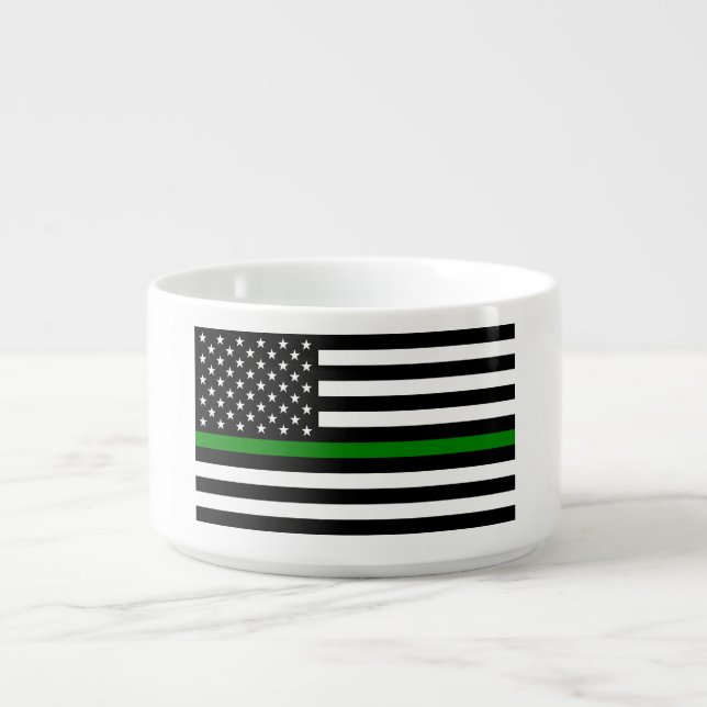 Thin Green Line Flag: Patriotic Military Veterans Bowl (Center)