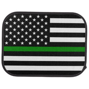 Thin Green Line Flag: Patriotic Military Veterans Car Floor Mat