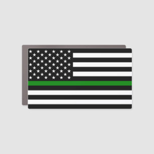 Thin Green Line Flag: Patriotic Military Veterans Car Magnet