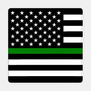 Thin Green Line Flag: Patriotic Military Veterans Coaster Set