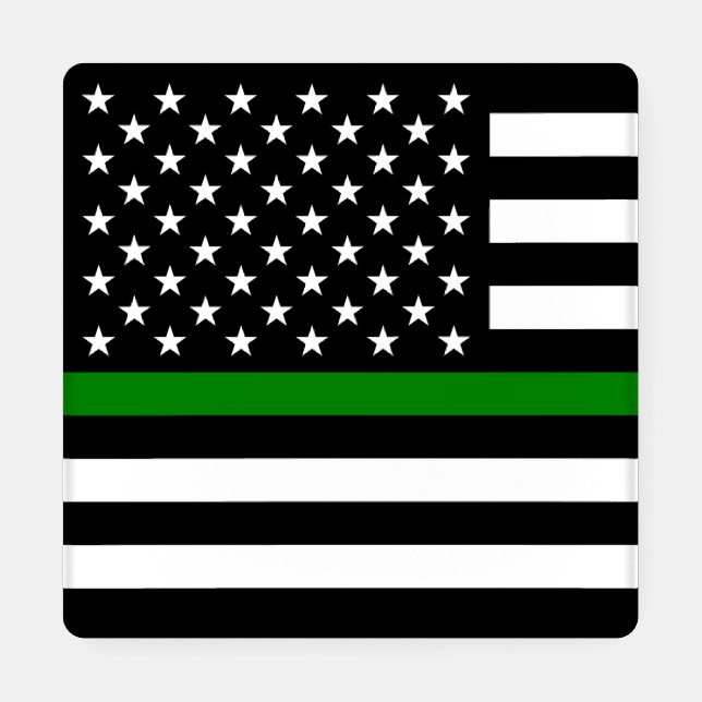 Thin Green Line Flag: Patriotic Military Veterans Coaster Set (Single)