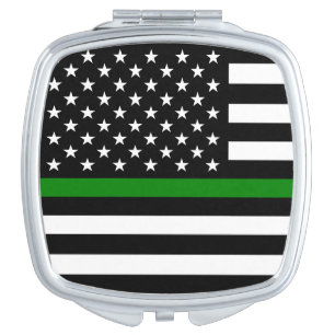 Thin Green Line Flag: Patriotic Military Veterans Compact Mirror