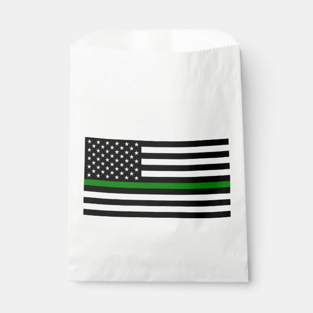Thin Green Line Flag: Patriotic Military Veterans Favor Bag (Front)