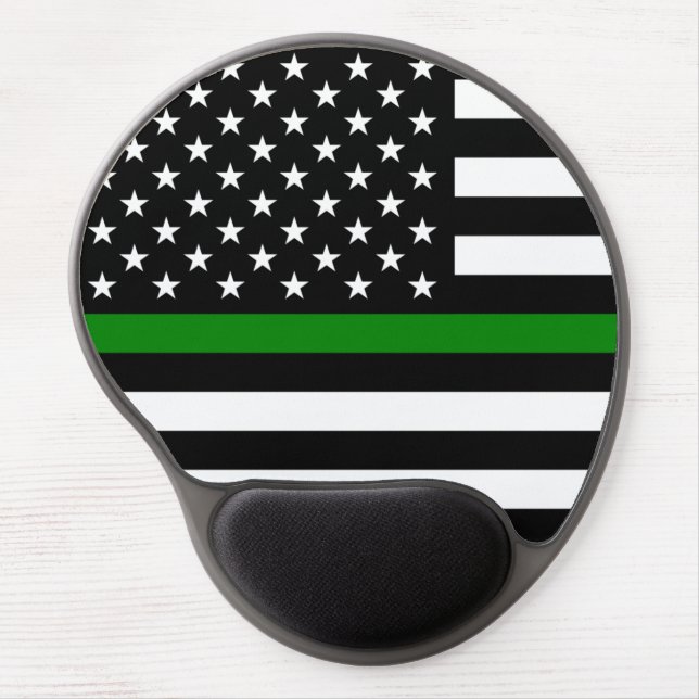 Thin Green Line Flag: Patriotic Military Veterans Gel Mouse Pad (Front)