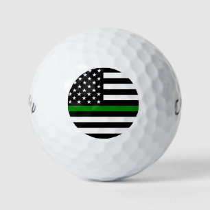 Thin Green Line Flag: Patriotic Military Veterans Golf Balls