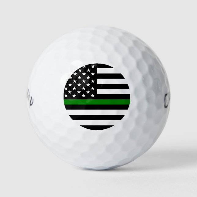 Thin Green Line Flag: Patriotic Military Veterans Golf Balls (Front)