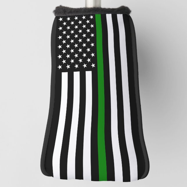 Thin Green Line Flag: Patriotic Military Veterans Golf Head Cover (Rotate 90)