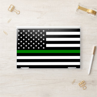 Thin Green Line Flag: Patriotic Military Veterans HP Laptop Skin