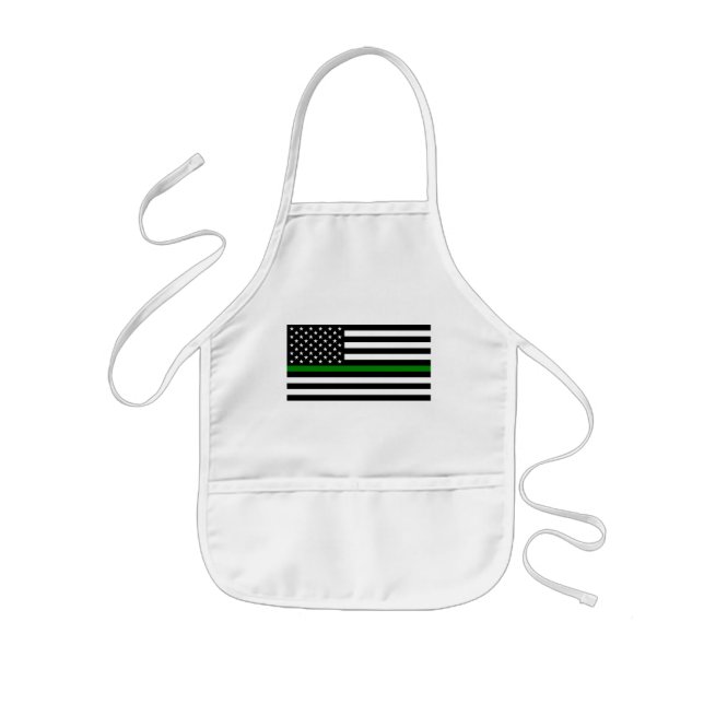 Thin Green Line Flag: Patriotic Military Veterans Kids' Apron (Front)