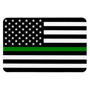 Thin Green Line Flag: Patriotic Military Veterans Magnet