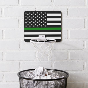 Thin Green Line Flag: Patriotic Military Veterans Mini Basketball Hoop
