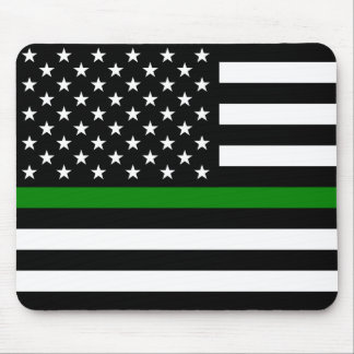 Thin Green Line Flag: Patriotic Military Veterans Mouse Pad