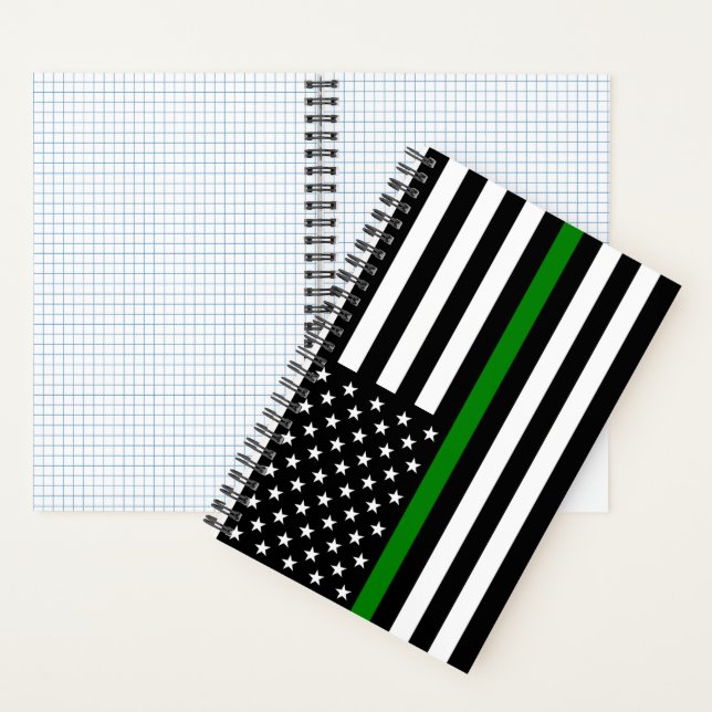 Thin Green Line Flag: Patriotic Military Veterans Notebook (Inside)