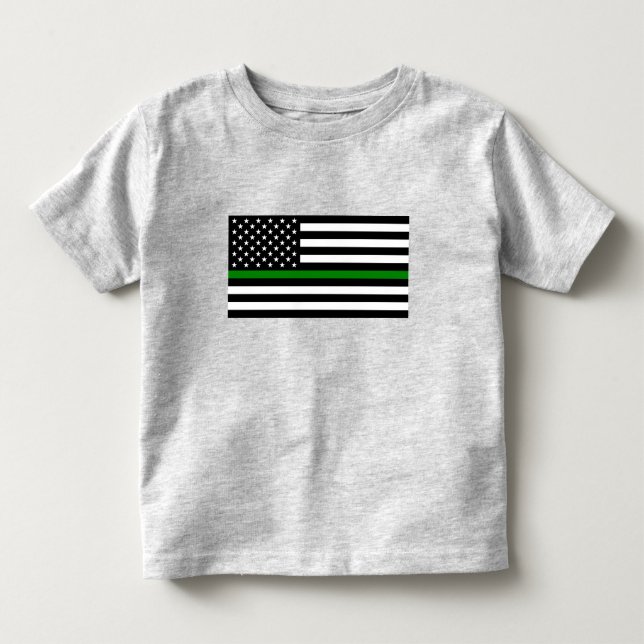 Thin Green Line Flag: Patriotic Military Veterans Toddler T-shirt (Front)