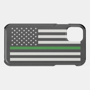 Thin Green Line Flag: Patriotic Military Veterans iPhone 11 Case