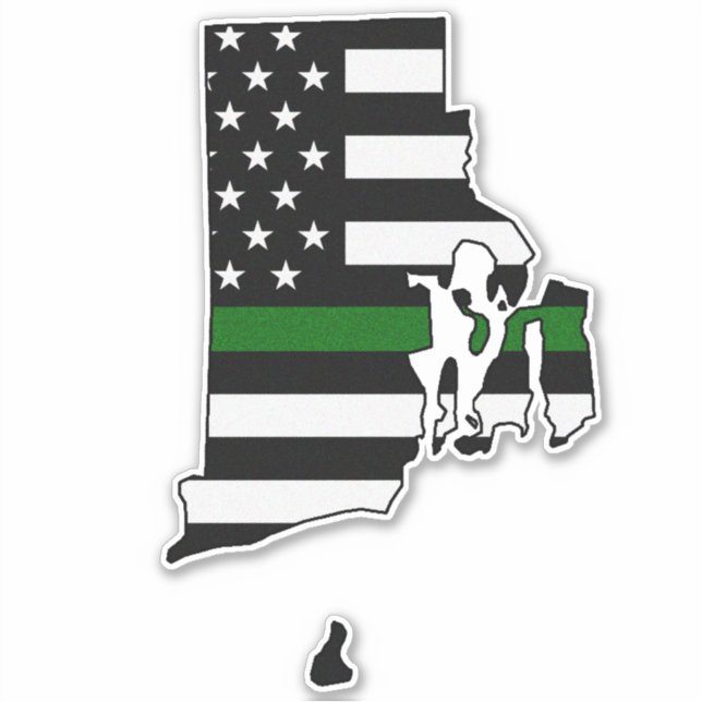 Thin Green Line Flag Rhode Island Sticker (Front)