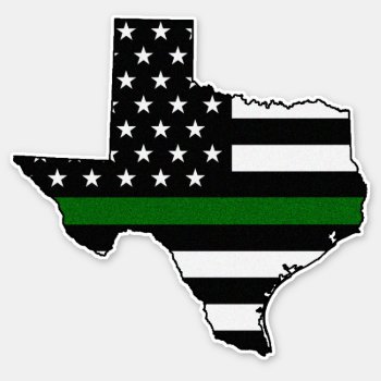 Thin Green Line Flag Texas Sticker by ThinBlueLineDesign at Zazzle