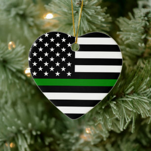 Thin Green Line Flag (United States) Ceramic Ornament