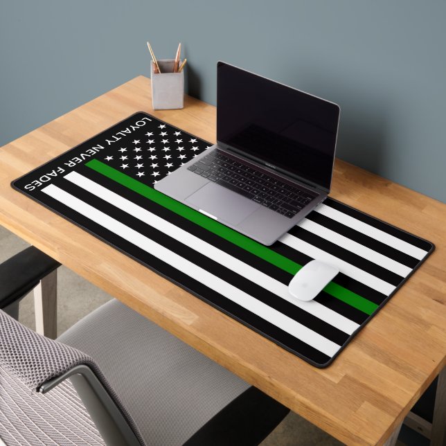 Thin Green Line Flag (United States) Desk Mat (Office 2)