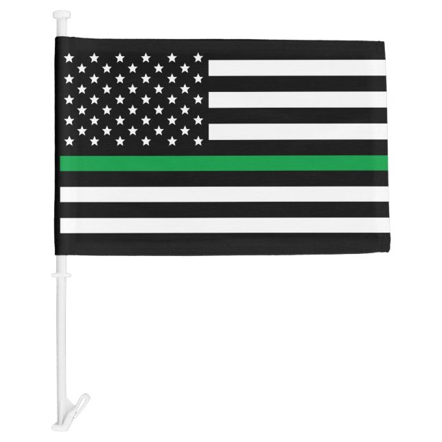 Thin Green Line Military American Car Flag (Front)