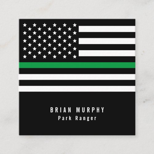 Thin Green Line Military American Flag Square Business Card