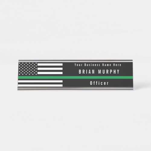 Thin Green Line Military Flag Add Name Desk Name Plate