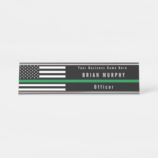 Thin Green Line Military Flag Add Name Desk Name Plate Zazzle Com