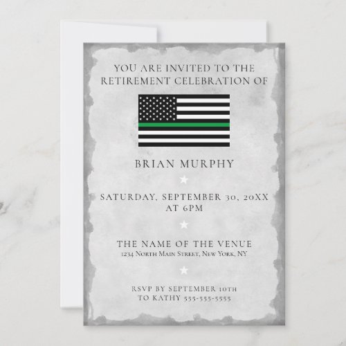 Thin Green Line Military Flag Retirement Party Invitation