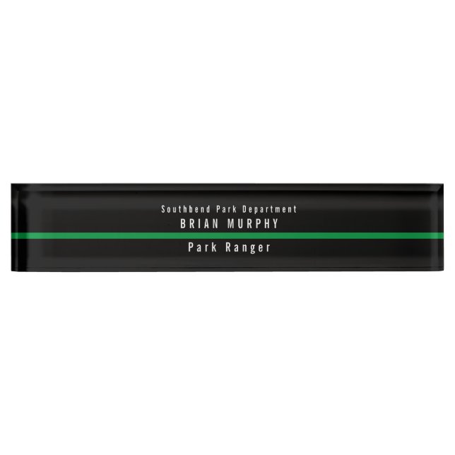 Thin Green Line Military Modern Monogram Desk Name Plate (Front)