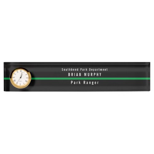 Thin Green Line Military Monogram Clock Desk Name Plate