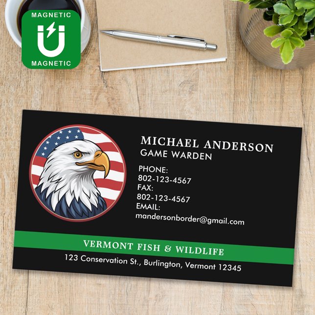 Thin Green Line Military Police Border Patrol Logo Business Card Magnet (Creator Uploaded)