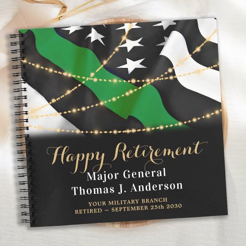 Thin Green Line Military Retirement Party Guest Notebook