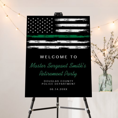 Thin Green Line Military Retirement Party Welcome Foam Board