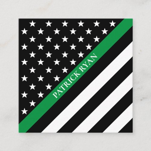 Thin Green Line Military Stars  Stripes Flag Square Business Card