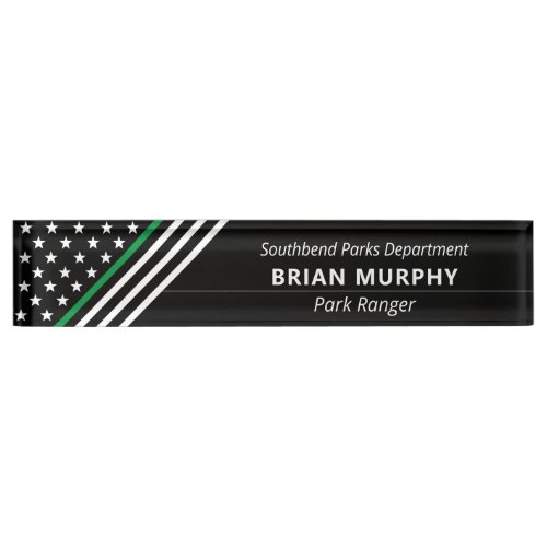 Thin Green Line Military Stars Stripes Monogram Desk Name Plate