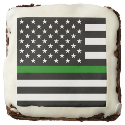 Thin Green Line Military  Veterans American Flag Brownie