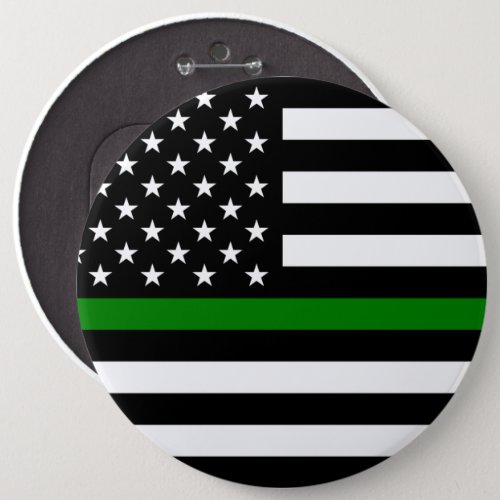 Thin Green Line Military  Veterans American Flag Button