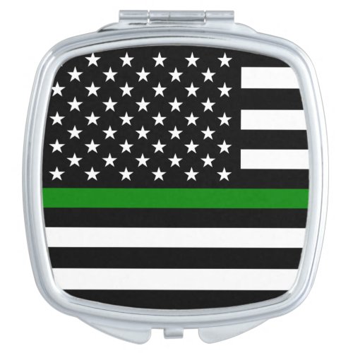 Thin Green Line Military  Veterans American Flag Compact Mirror